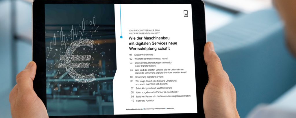 Interface Mockup auf einem Tablet über die Monetarisierung von Maschinenbau