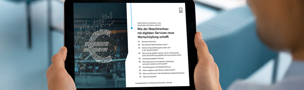 Interface Mockup auf einem Tablet über die Monetarisierung von Maschinenbau