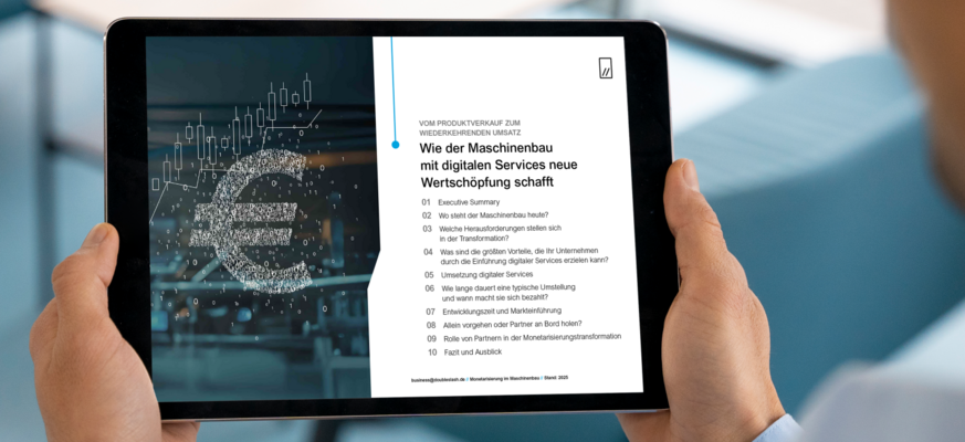 Interface Mockup auf einem Tablet über die Monetarisierung von Maschinenbau