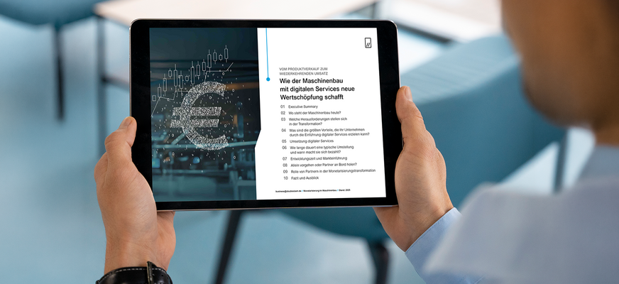 Interface Mockup auf einem Tablet über die Monetarisierung von Maschinenbau