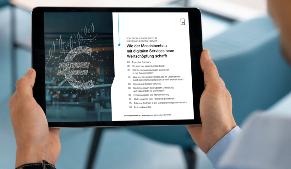 Interface Mockup auf einem Tablet über die Monetarisierung von Maschinenbau