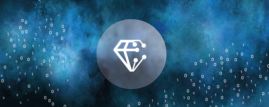 Icon Individual Solutions: Diamant, der zur Hälfte aus Verbindungslinien besteht