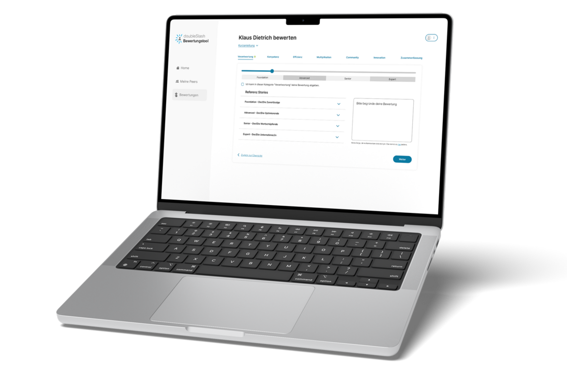 Bewertungstool in Laptop