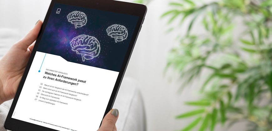 Vorschau von einem Whitepaper über AI Frameworks auf einem Tablet