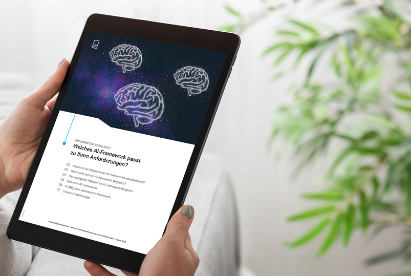 Vorschau von einem Whitepaper über AI Frameworks auf einem Tablet