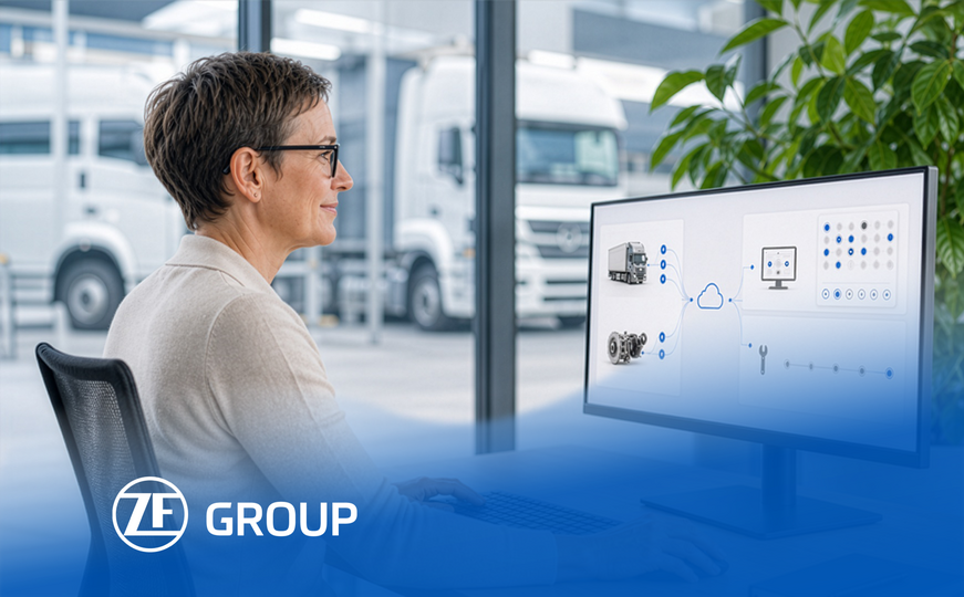 The person works with a predictive maintenance solution for ZF TraXon transmission systems.