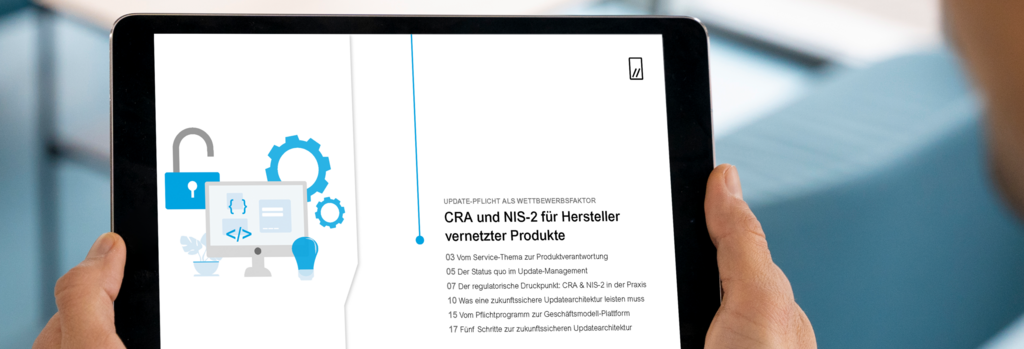 Mockup Whitepaper CRA und NIS-2 für Hersteller vernetzter Produkte