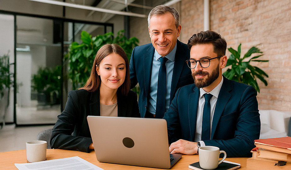 Sales People working on an offer together using ai