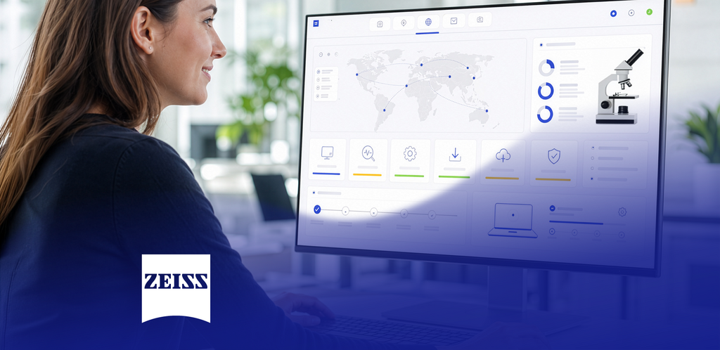 ZEISS Predictive-Service-Dashboard mit globalen Daten und Analysefunktionen.