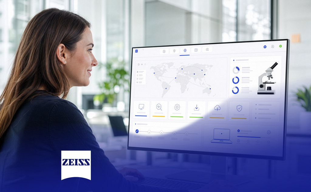 ZEISS Predictive-Service-Dashboard mit globalen Daten und Analysefunktionen.