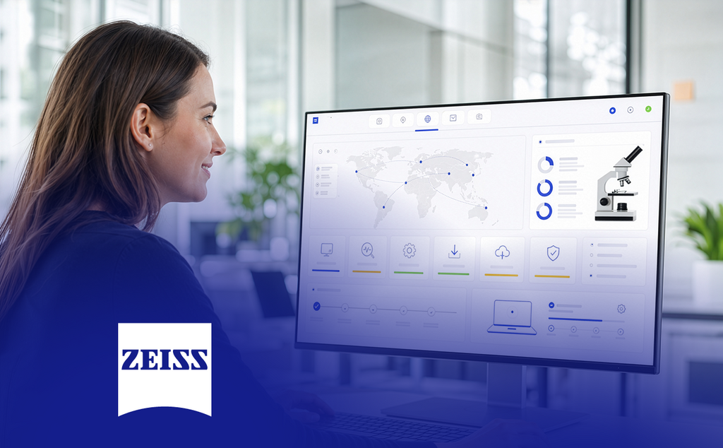 ZEISS Predictive-Service-Dashboard mit globalen Daten und Analysefunktionen. – KI-generiertes Bild