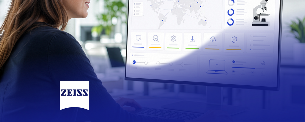 ZEISS Predictive-Service-Dashboard mit globalen Daten und Analysefunktionen. – KI-generiertes Bild