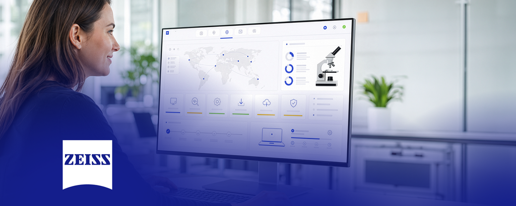 ZEISS Predictive-Service-Dashboard mit globalen Daten und Analysefunktionen. – KI-generiertes Bild