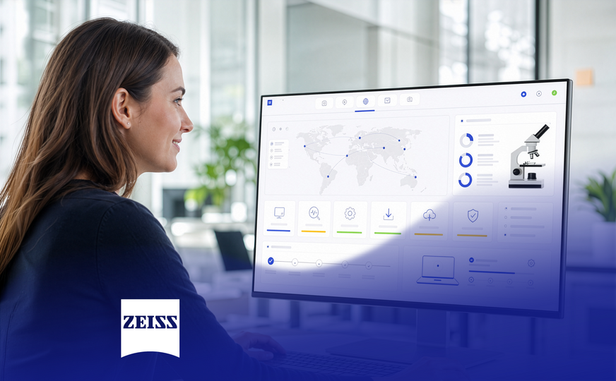 ZEISS Predictive-Service-Dashboard mit globalen Daten und Analysefunktionen.