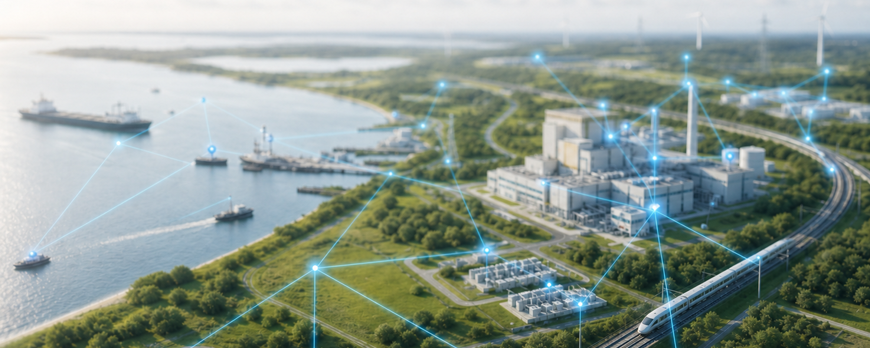 Connected energy and drive systems in green infrastructure. – AI-generated image