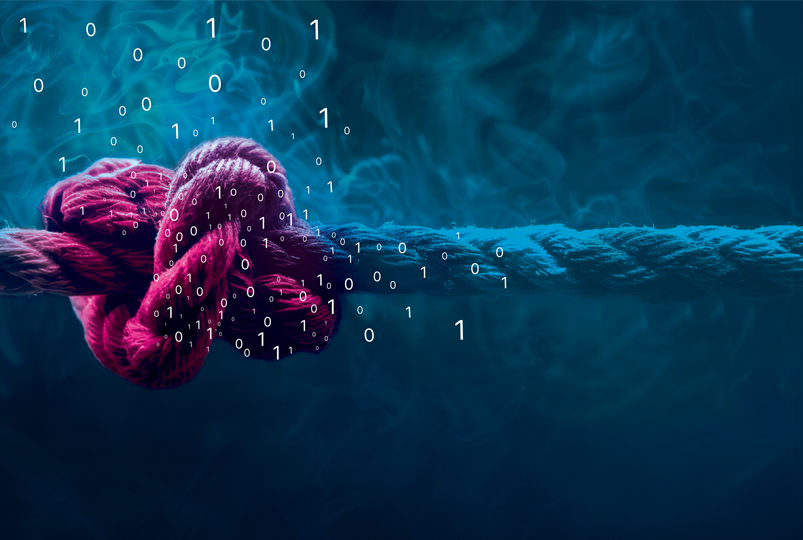 A steaming knot surrounded by many zeros and ones as a symbolic image for an IoT project that is experiencing problems