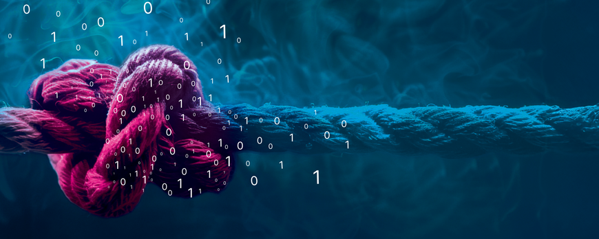 Ein dampfender Knoten umgeben von vielen Nullen und Einsen als Symbolbild für ein IoT-Projekt, dass Probleme hat