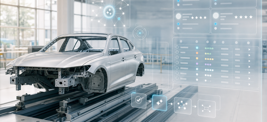 KI-basierte Klassifizierung in der Automobilproduktion. – KI-generiertes Bild