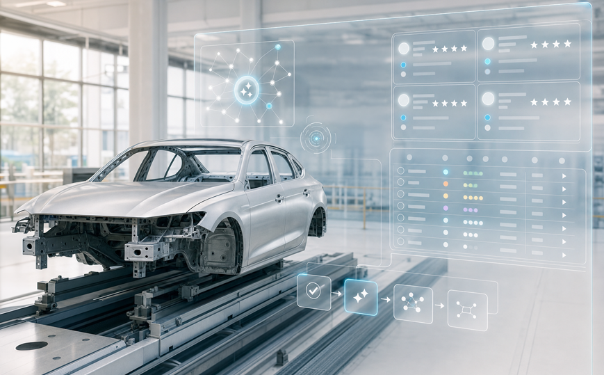 AI-based classification in automotive production. – AI-generated image