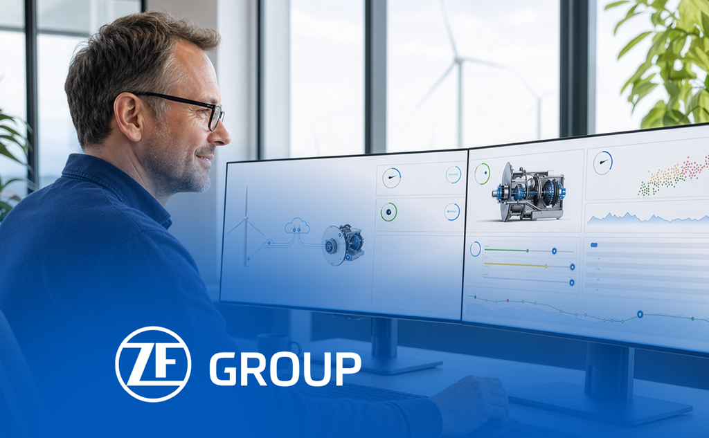 ZF predictive maintenance dashboard for wind turbines and drivetrain data. – AI-generated image