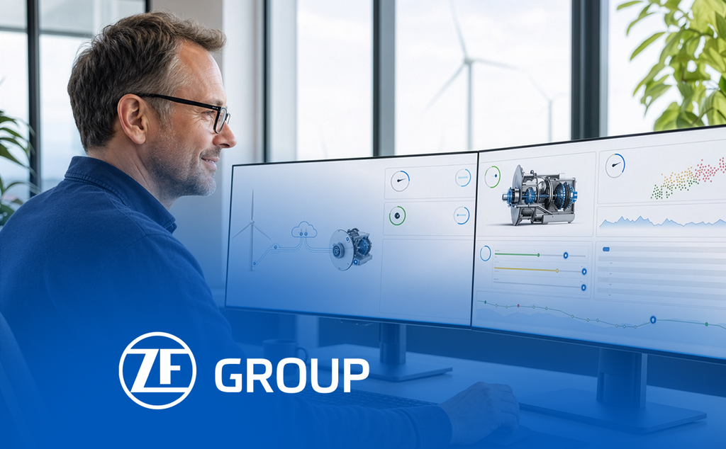 ZF Predictive-Maintenance-Dashboard für Windenergieanlagen und Antriebsdaten. – KI-generiertes Bild