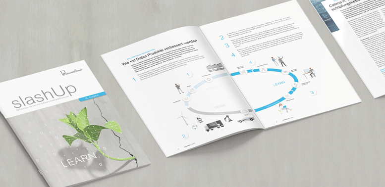 Aufnahme von aufgeschlagenem doubleSlash SlashUp-Magazin 2023