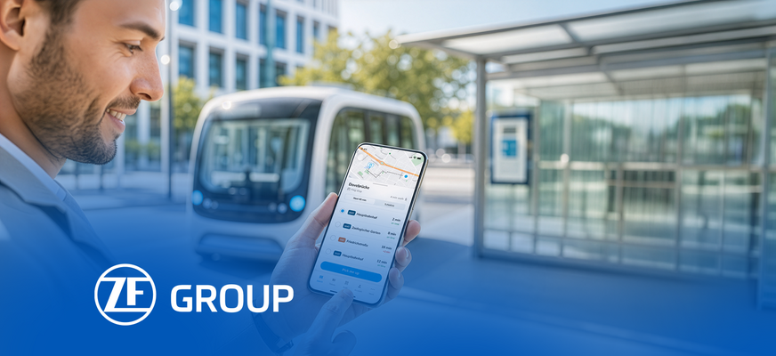 ZF Mobility-App für Routenplanung mit autonomem Shuttle. – KI-generiertes Bild