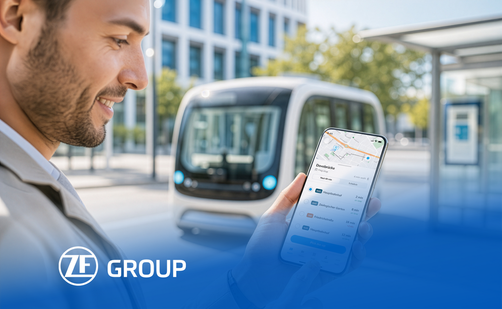 ZF Mobility-App für Routenplanung mit autonomem Shuttle.