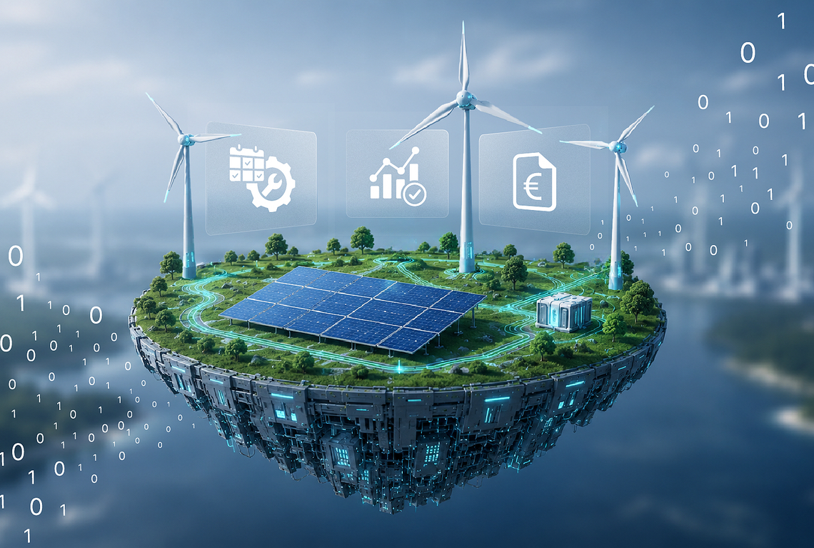Insel mit Solar- und Windanlagen