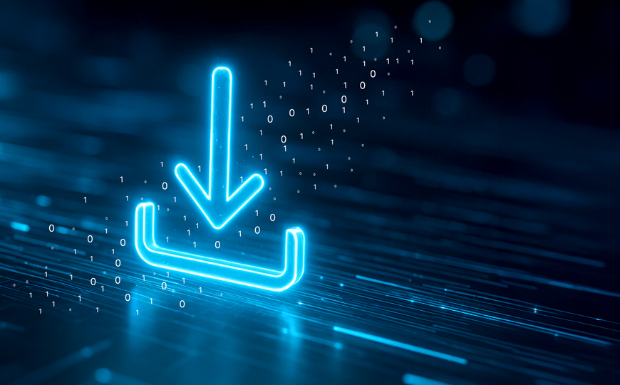 Digital download icon for secure data transfer