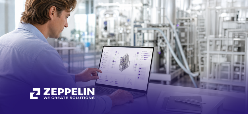 A person uses a Zeppelin solution for industrial plant control. – AI-generated image