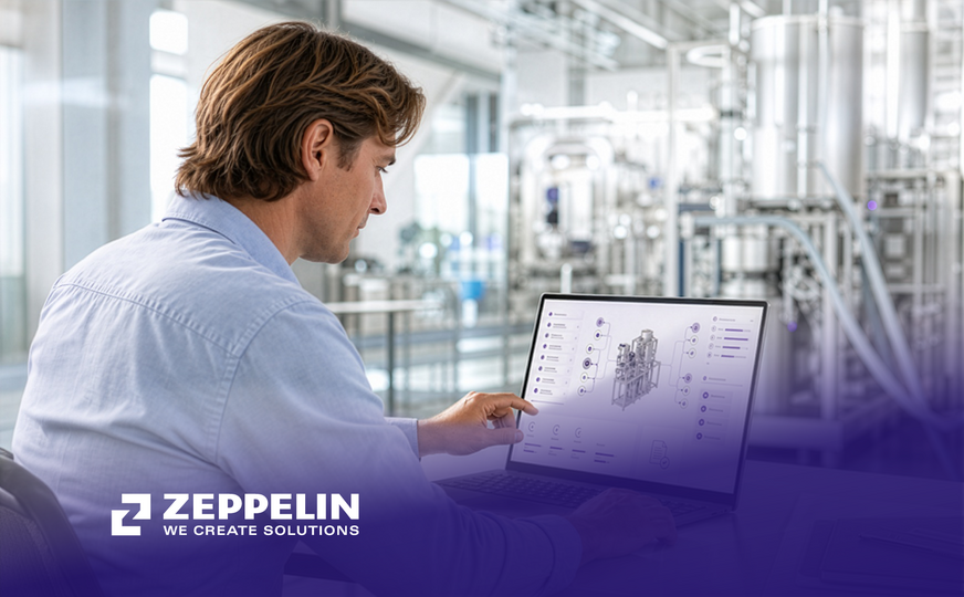 Person nutzt eine Zeppelin-Lösung zur Anlagensteuerung in der Industrie.