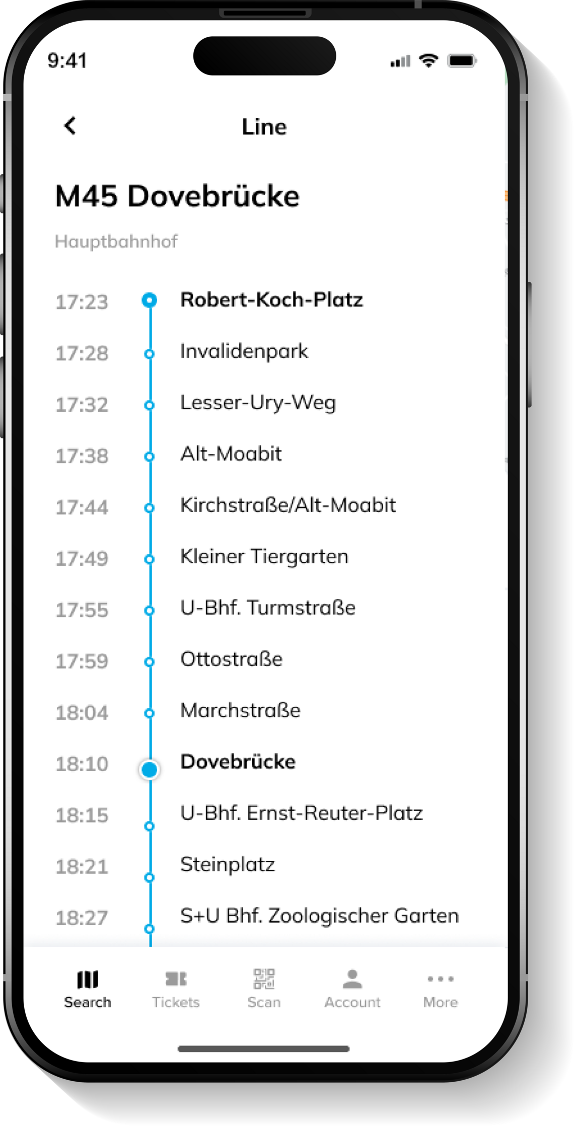 UI ZF Mobility Assistant Haltestellen Darstellung