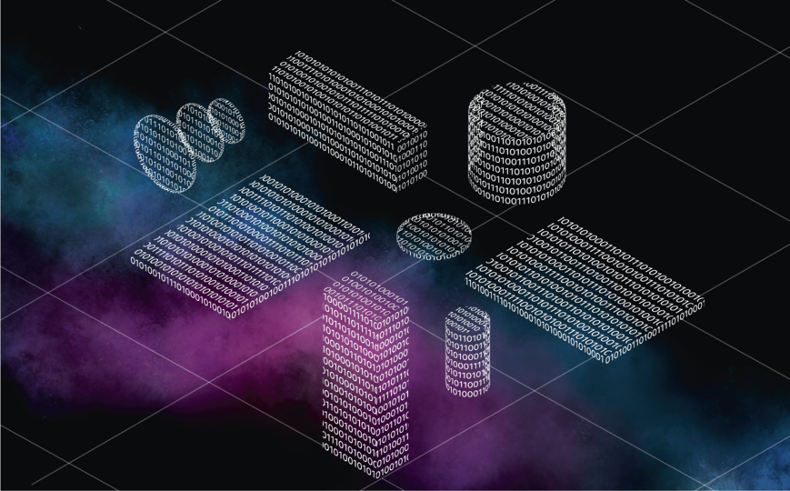 Different shapes consisting of 0 and 1 with connection lines