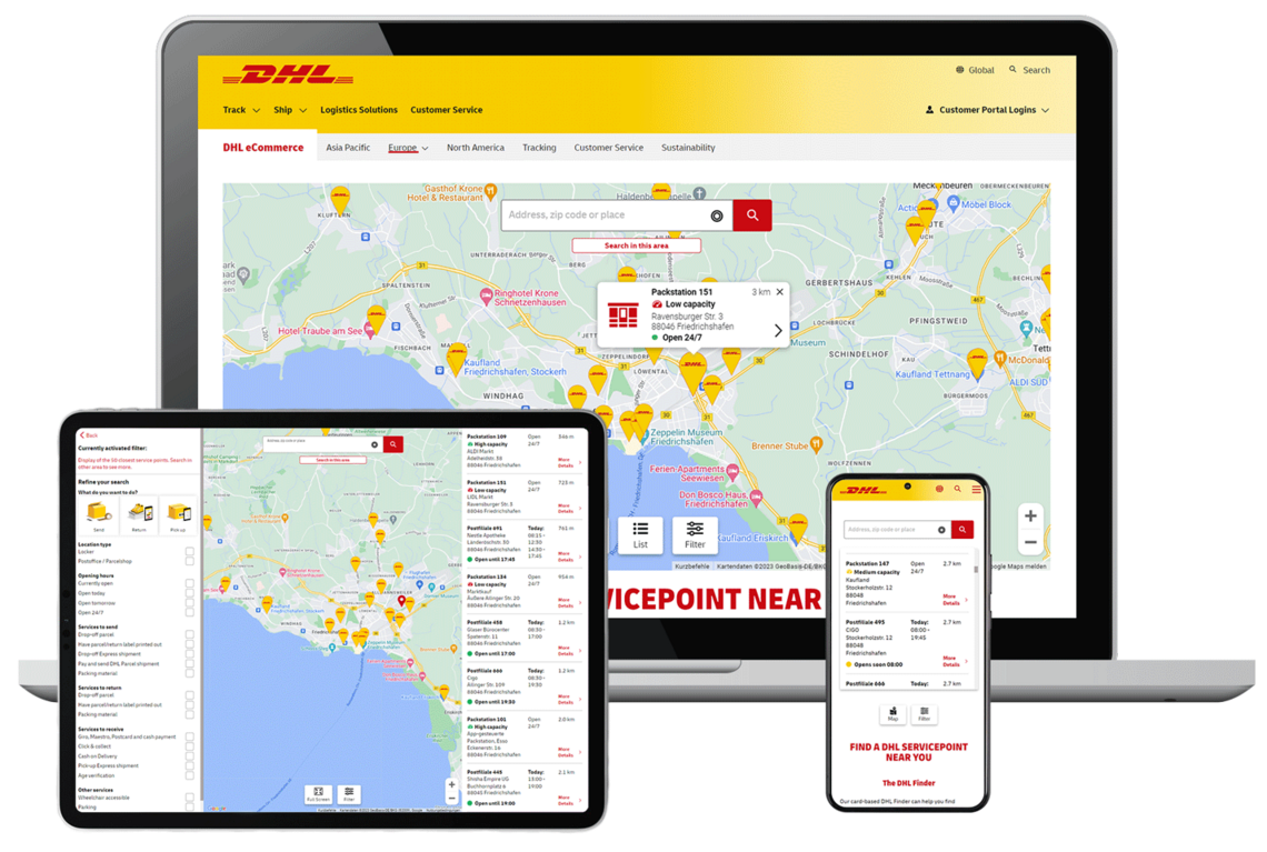 Screendesign Referenz DHL