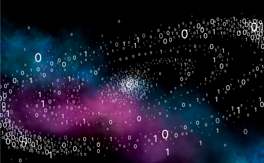 Mockup Desktop-PC mit Technology visual und grüner Pflanze