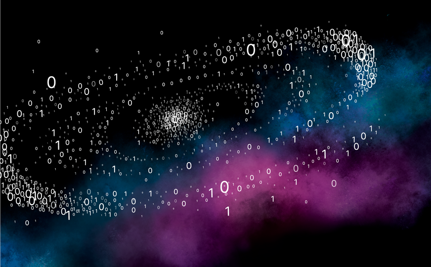 Mockup Desktop-PC mit Technology visual und grüner Pflanze