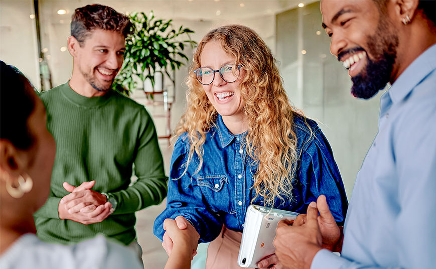 Business partners greeting each other with a handshake, representing successful collaboration and partnership.