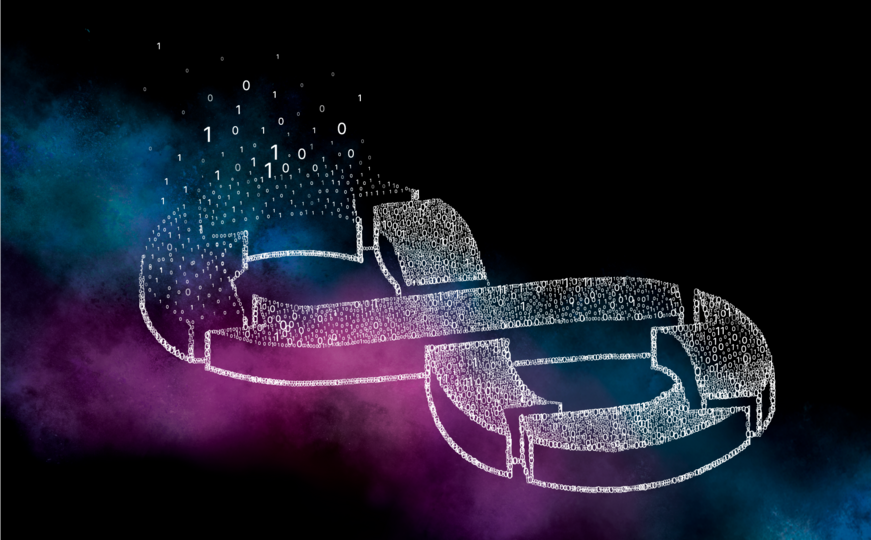 Infinity Sign consisting of 0 and 1 floating in space