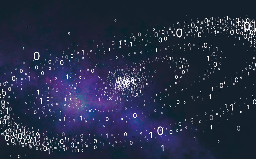 Technologie Keyvisual doubleSlash Darstellung eines Universums bestehend aus 0 und 1