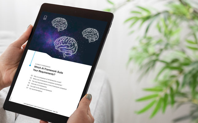 Preview of a whitepaper about AI frameworks on a tablet