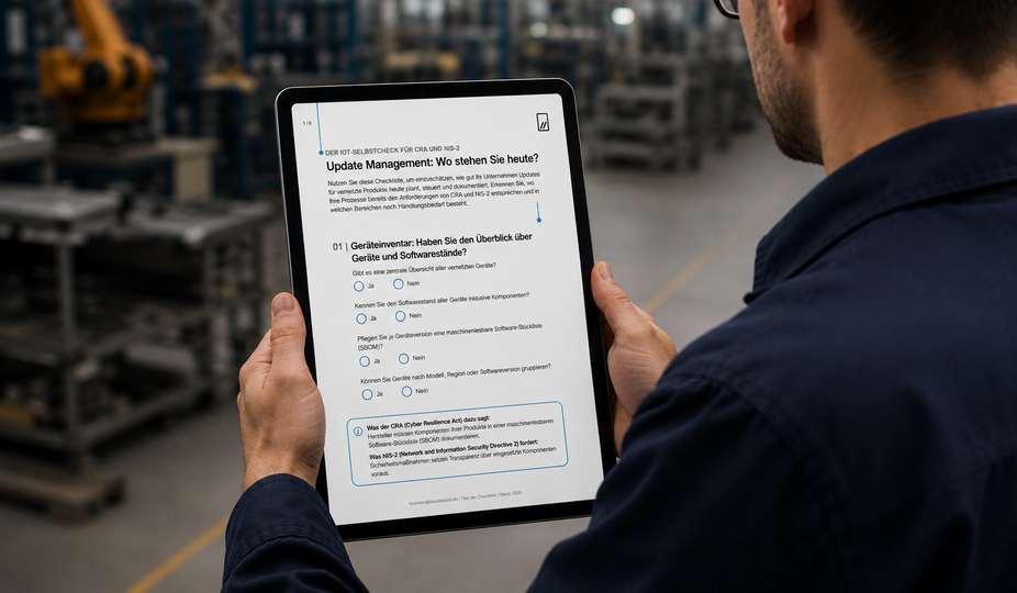 MockUp mit der IoT Checkliste für CRA und NIS-2