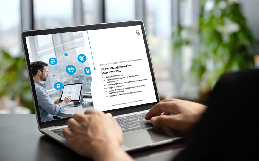Mockup: Laptop mit Whitepaper auf dem Bildschirm