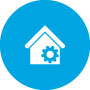 icon home with gear doubleslash