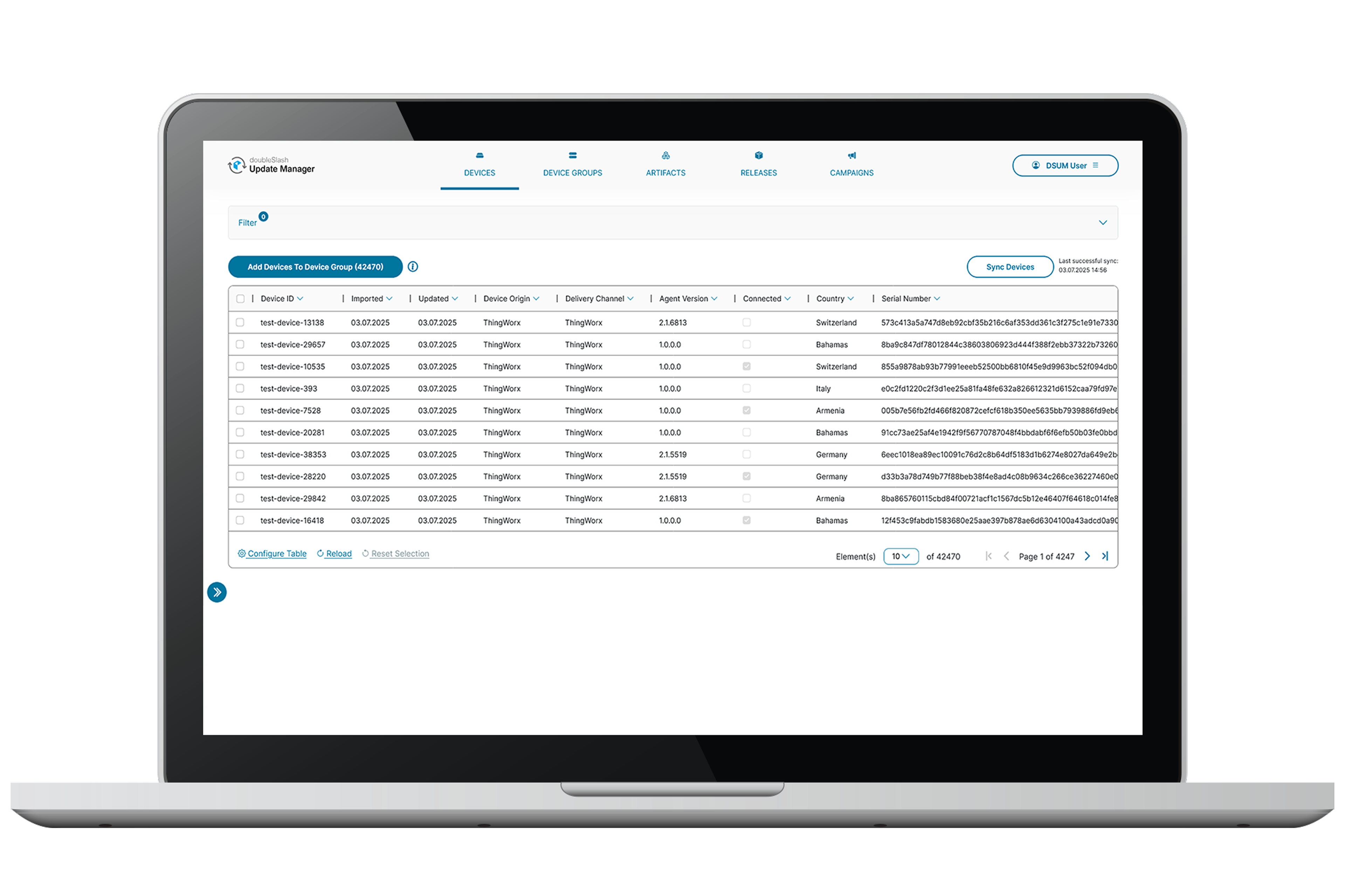Update Manager – Kampagnenübersicht mit Statusanzeige