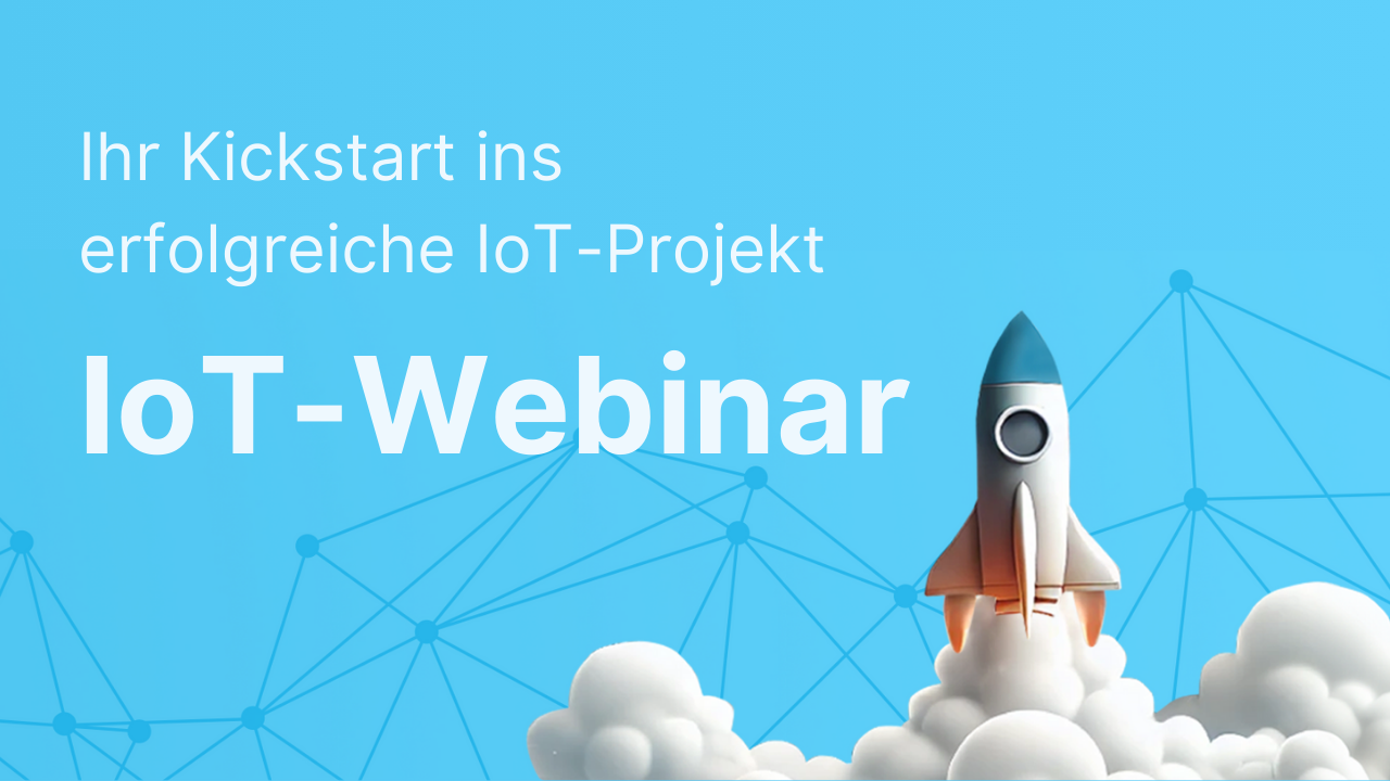 Titelbild des IoT-Webinar mit einer startenden Rakete