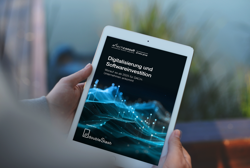 Marktstudie zu Softwareinvestitionen auf einem Tablet
