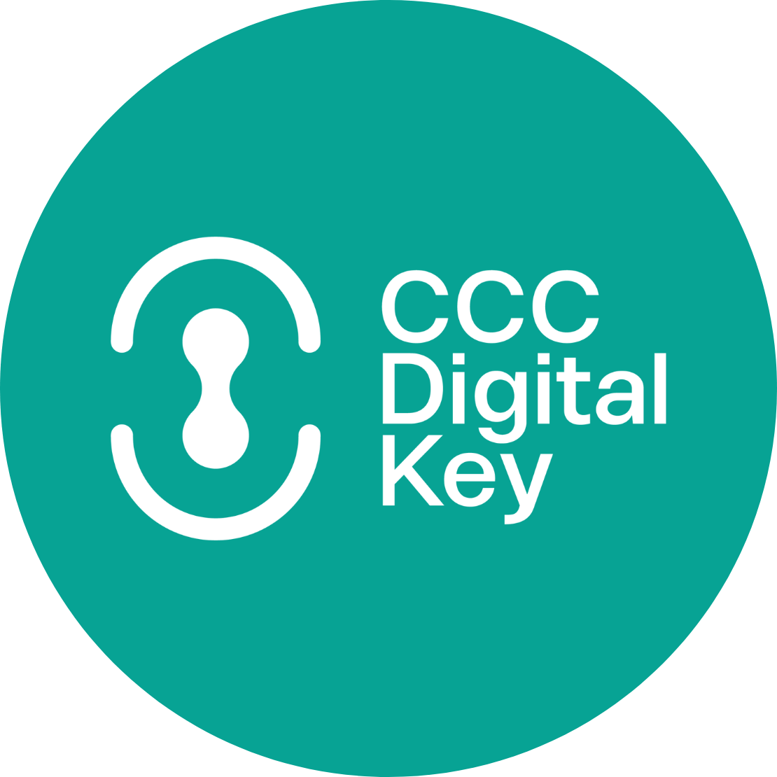 Alt text: White “CCC Digital Key” logo on a turquoise circle with a stylized key symbol.