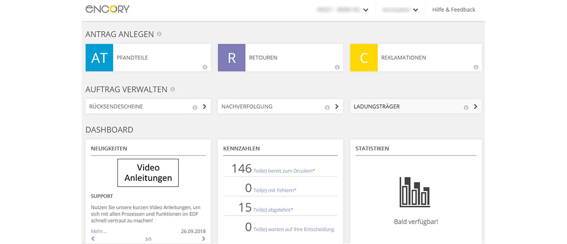 Encory dashboard