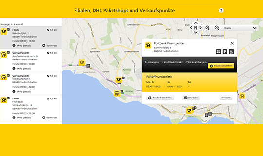 doubleSlash Referenzen, Deutsche Post, Postfinder Detailinformationen